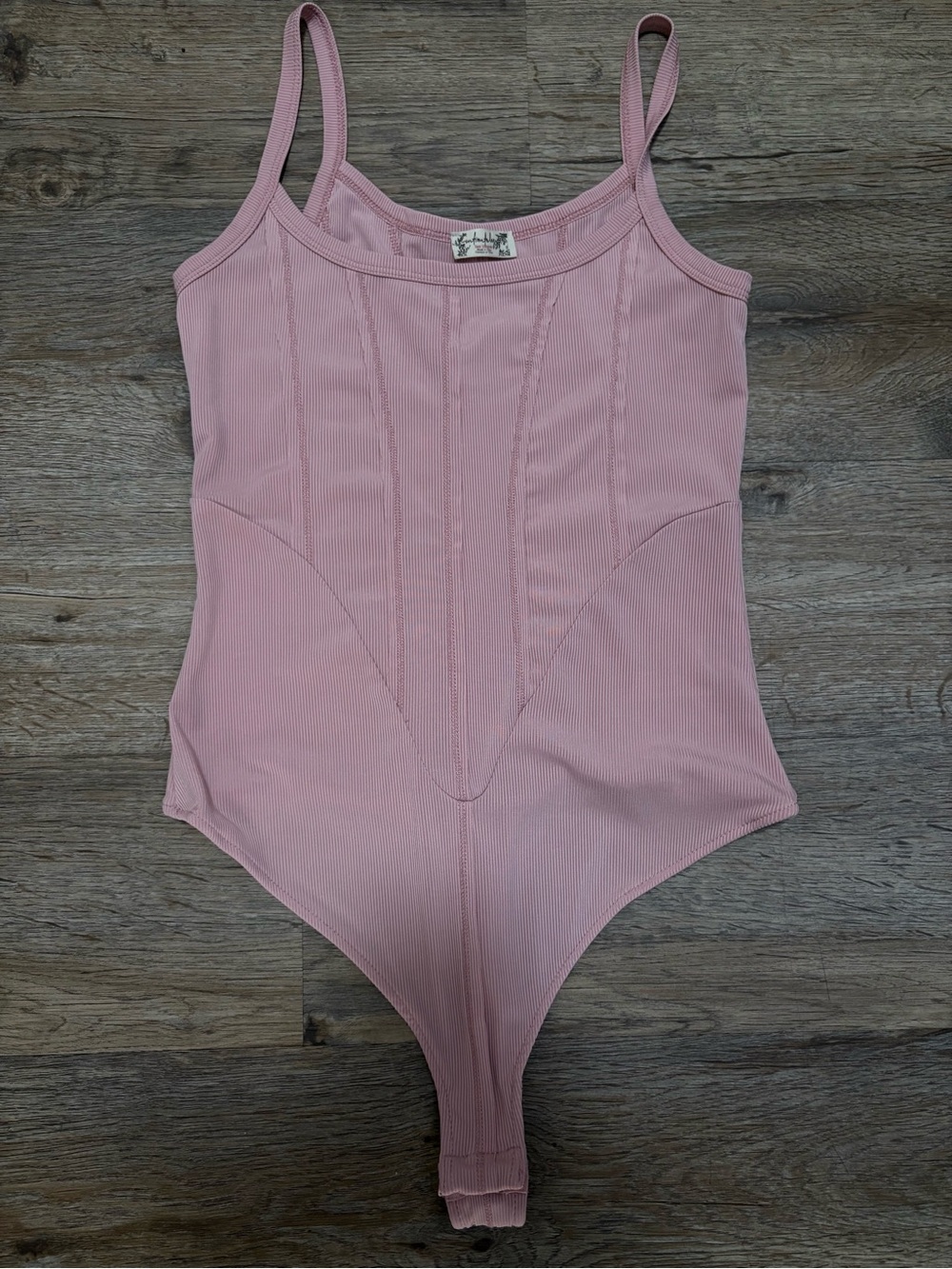 Free People Women’sDusty Pink Ribbed One-Piece Bodysuit